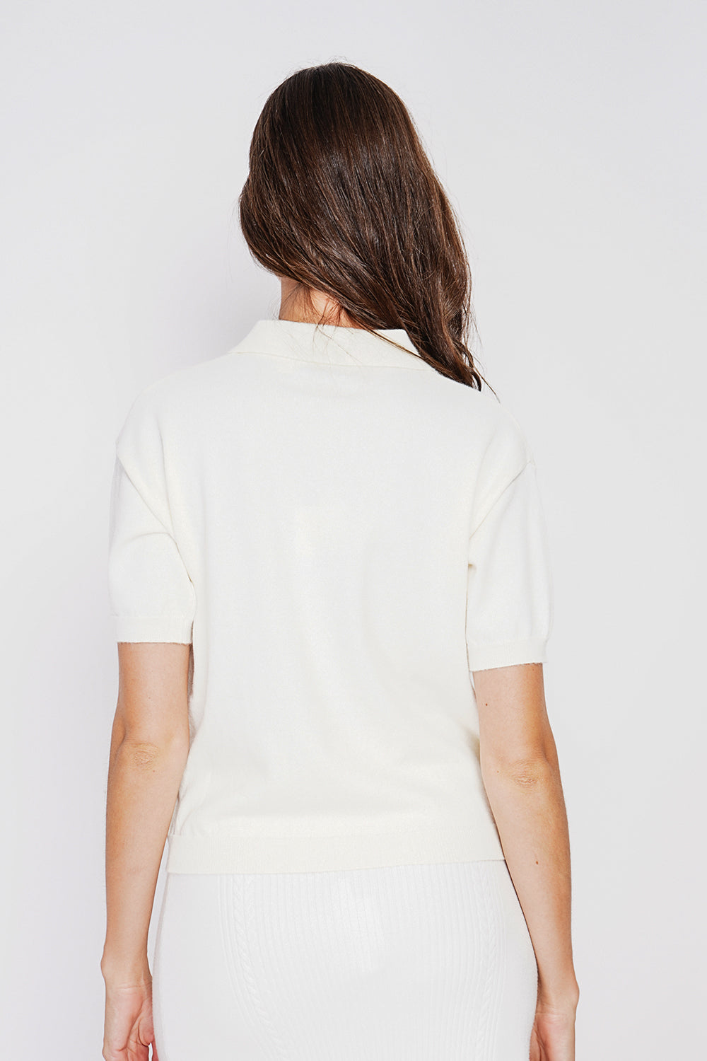 Polo neck sweater Ribbed edges Oversized fit with mid-length sleeves