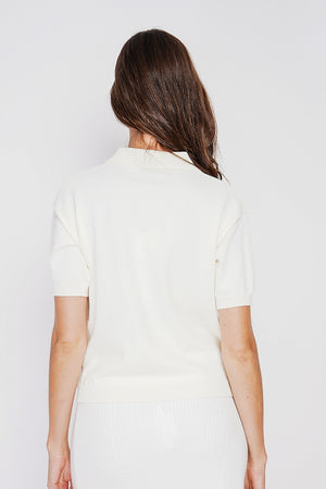 Polo neck sweater Ribbed edges Oversized fit with mid-length sleeves