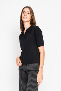 Polo neck sweater Ribbed edges Oversized fit with mid-length sleeves
