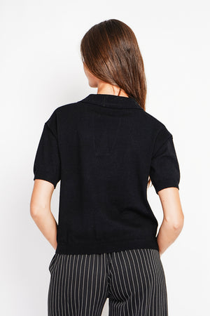Polo neck sweater Ribbed edges Oversized fit with mid-length sleeves