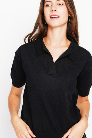 Polo neck sweater Ribbed edges Oversized fit with mid-length sleeves