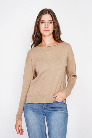 Oversized turtleneck sweater with openwork front and long sleeves