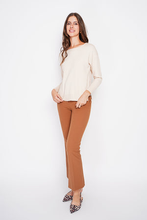 Oversized turtleneck sweater with openwork front and long sleeves