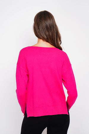 Oversized turtleneck sweater with openwork front and long sleeves