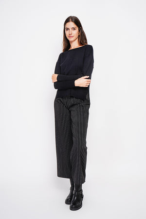 Oversized turtleneck sweater with openwork front and long sleeves