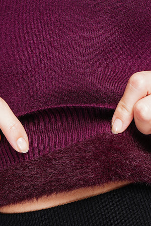 Winter thermal fur collar sweater with long sleeves