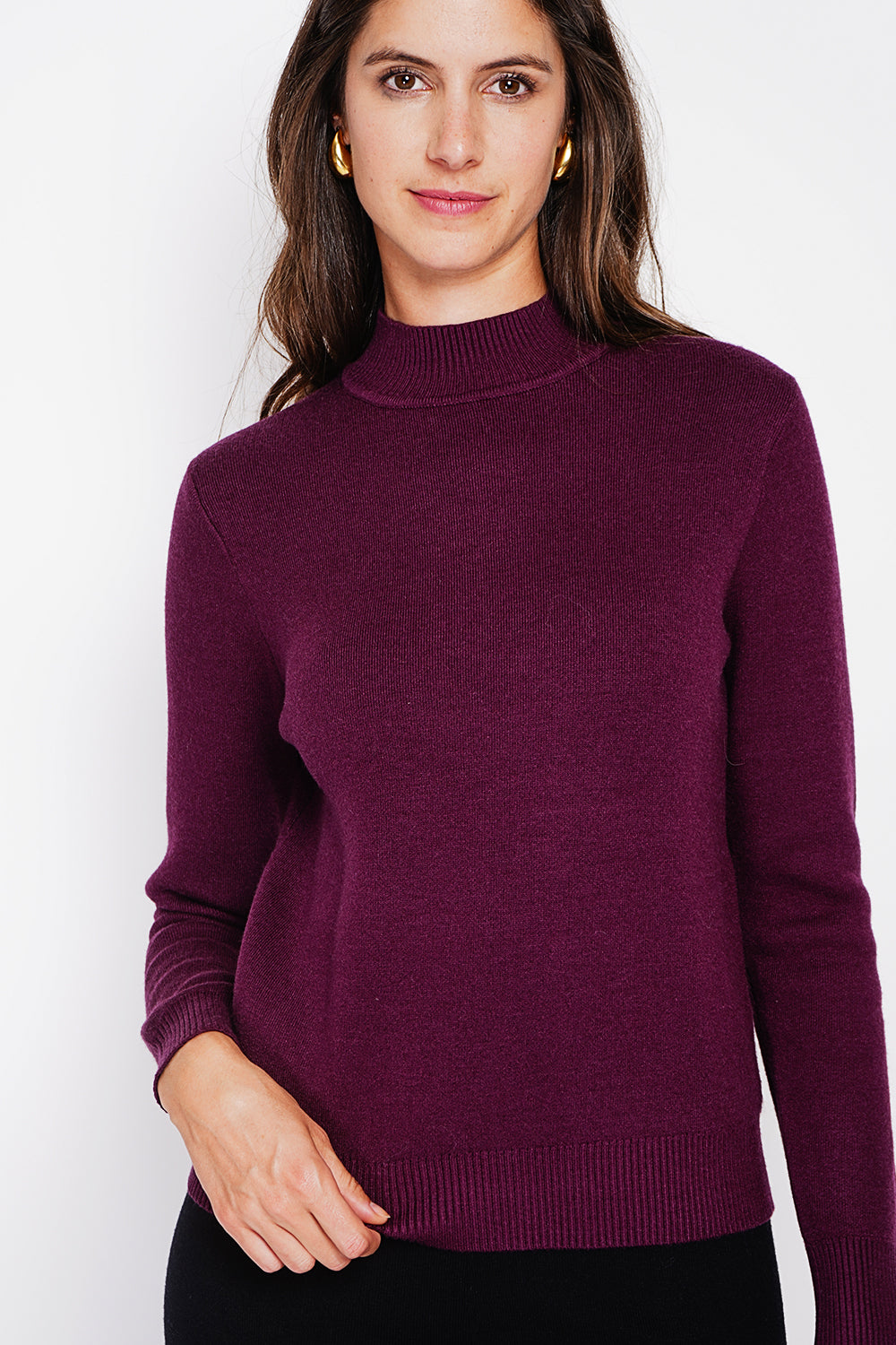 Winter thermal fur collar sweater with long sleeves