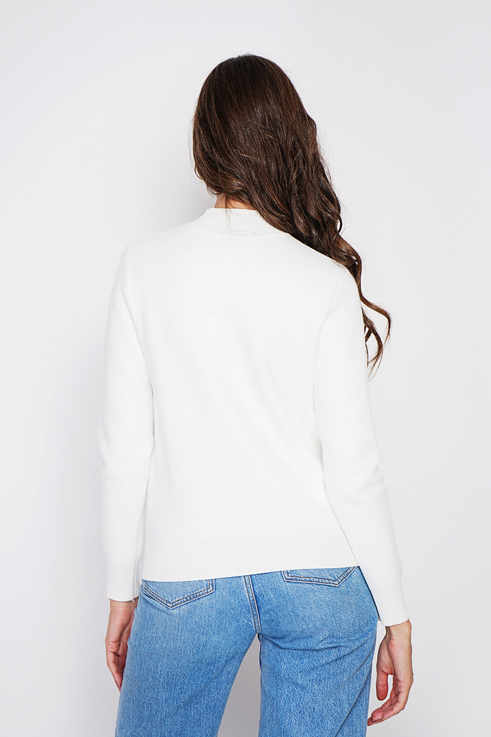 Winter thermal fur collar sweater with long sleeves – Off white – William de Faye