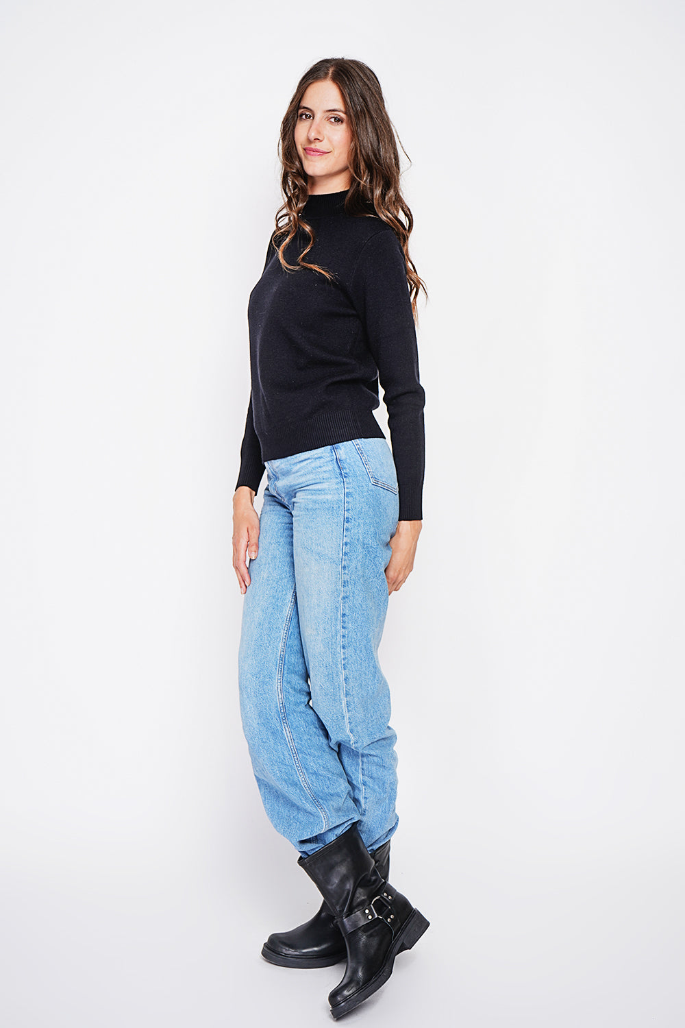 Pull col montant fourré thermique – Noir – William de Faye