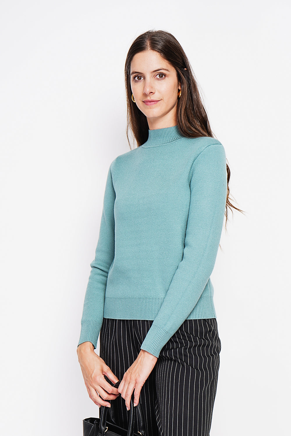 Winter thermal fur collar sweater with long sleeves – Turquoise – William de Faye