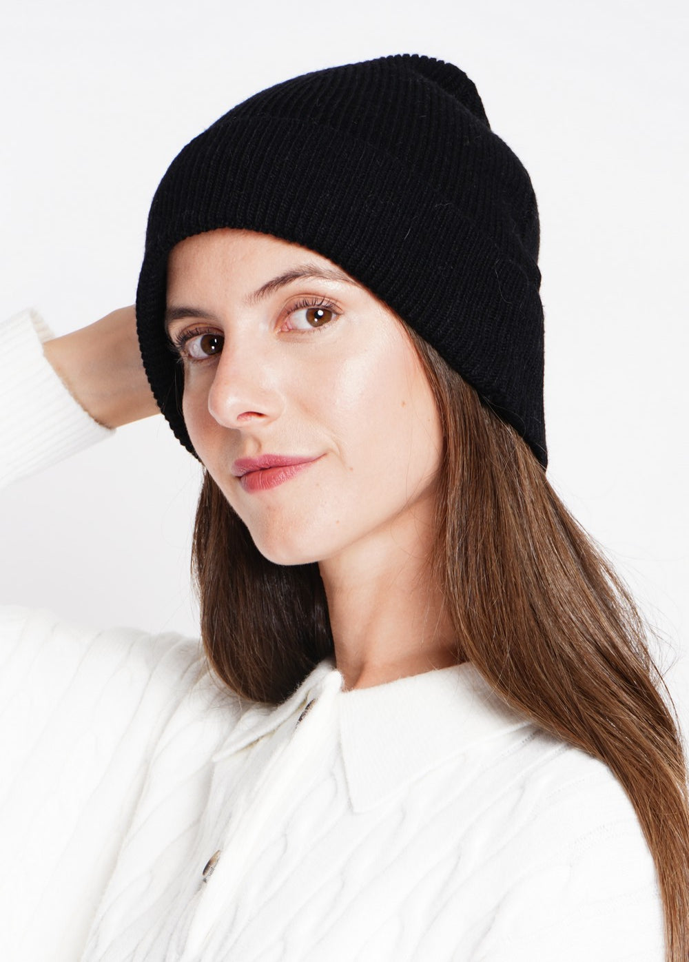 Loose ribbed mixed beanie