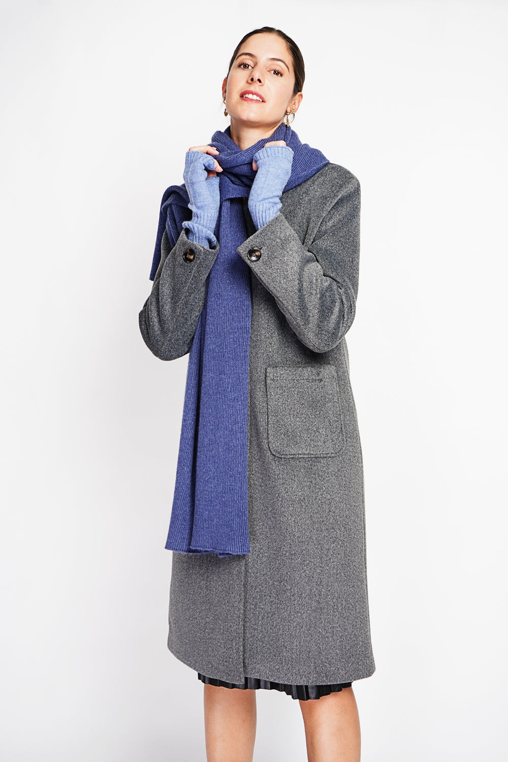 Écharpe mixte côtelée – Bleu jean – William de Faye