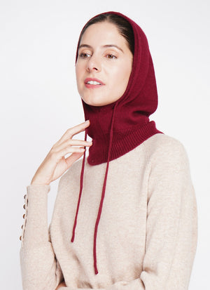 Ribbed drawstring hood