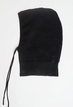 Ribbed drawstring hood