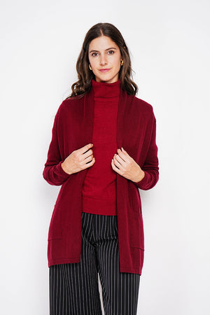 Long shawl collar cardigan with pockets