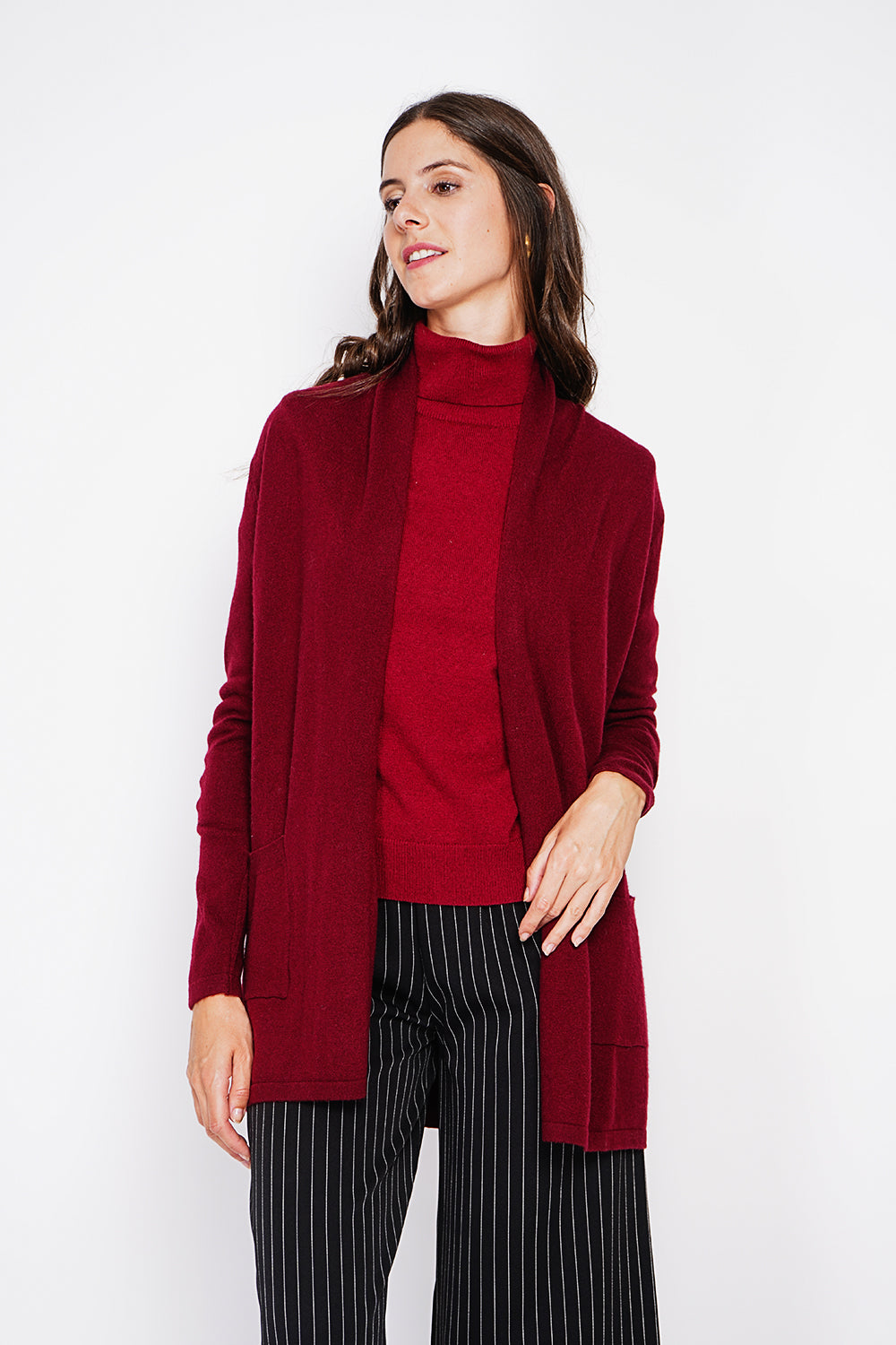 Long shawl collar cardigan with pockets