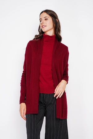 Long shawl collar cardigan with pockets