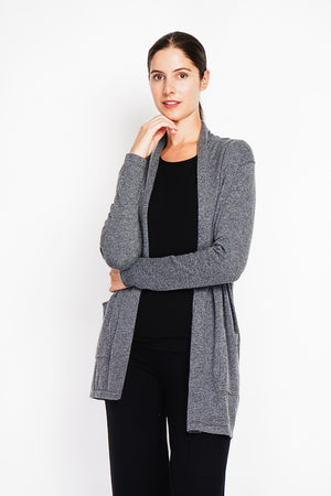 Long shawl collar cardigan with pockets