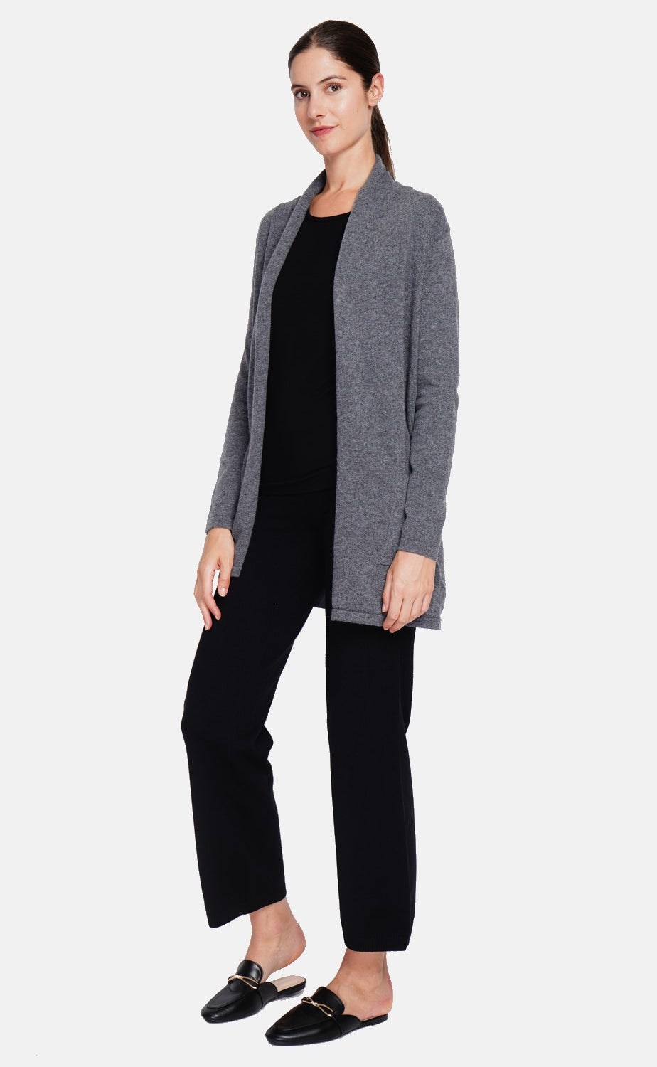 Long shawl collar cardigan with pockets