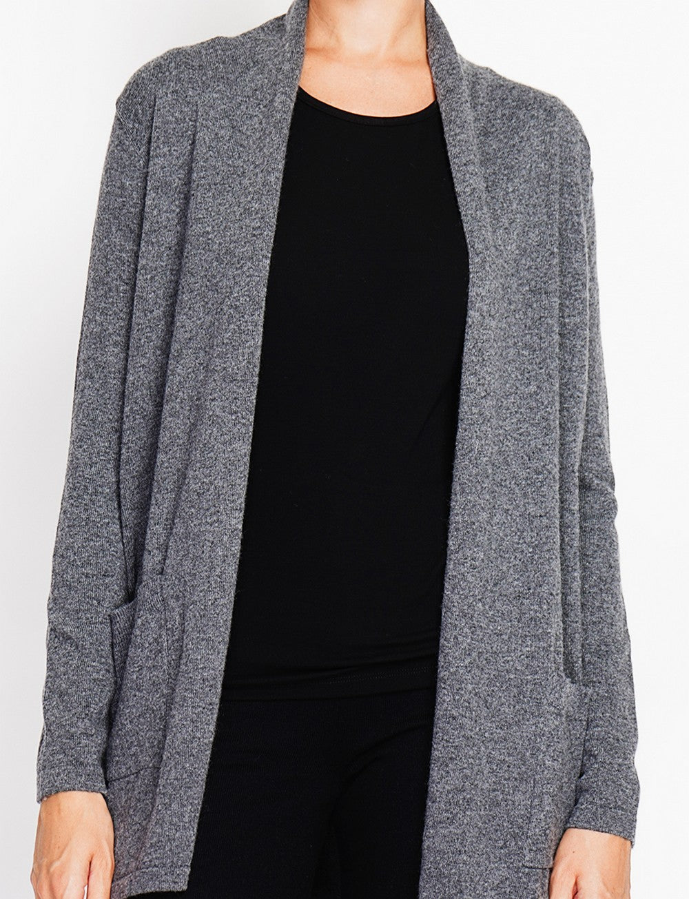 Long shawl collar cardigan with pockets