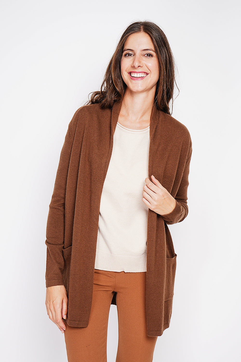 Long shawl collar cardigan with pockets