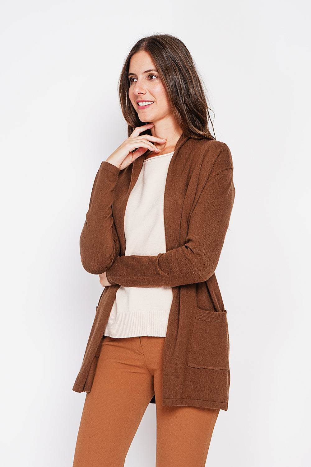 Long shawl collar cardigan with pockets