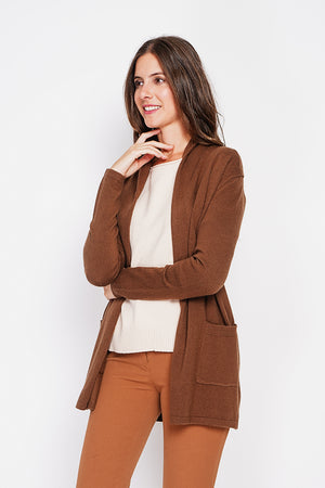 Long shawl collar cardigan with pockets