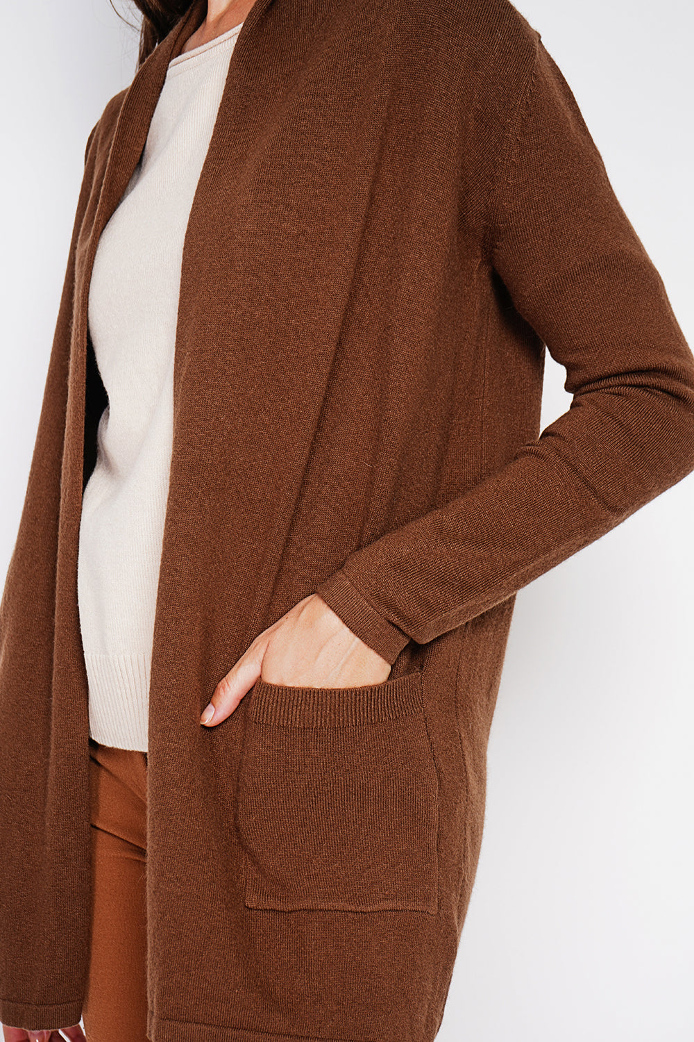 Long shawl collar cardigan with pockets