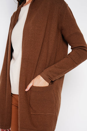 Long shawl collar cardigan with pockets