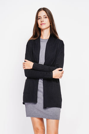Long shawl collar cardigan with pockets