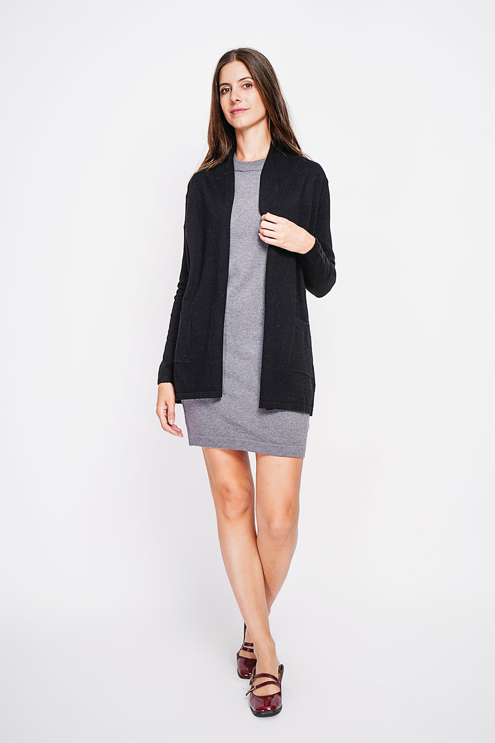Long shawl collar cardigan with pockets