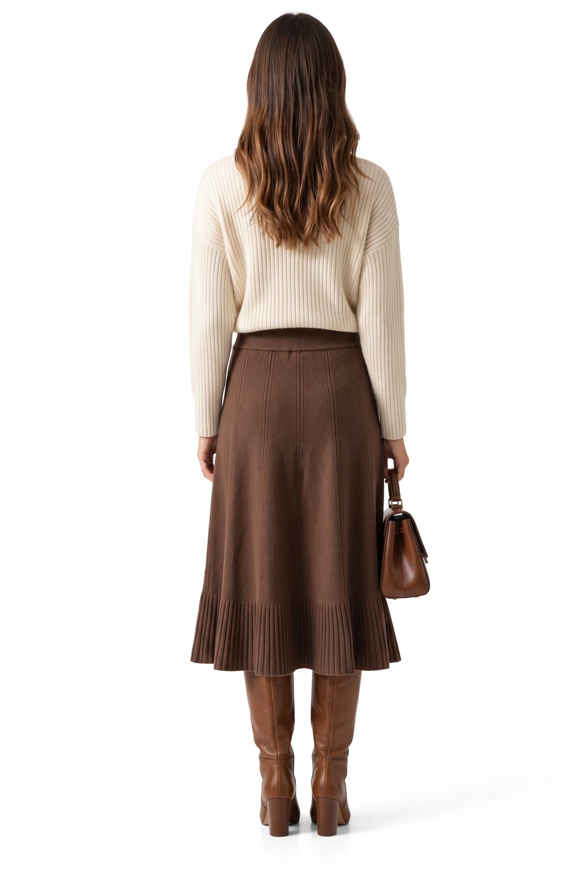 Jupe longue tricot fantaisie – Café – William de Faye