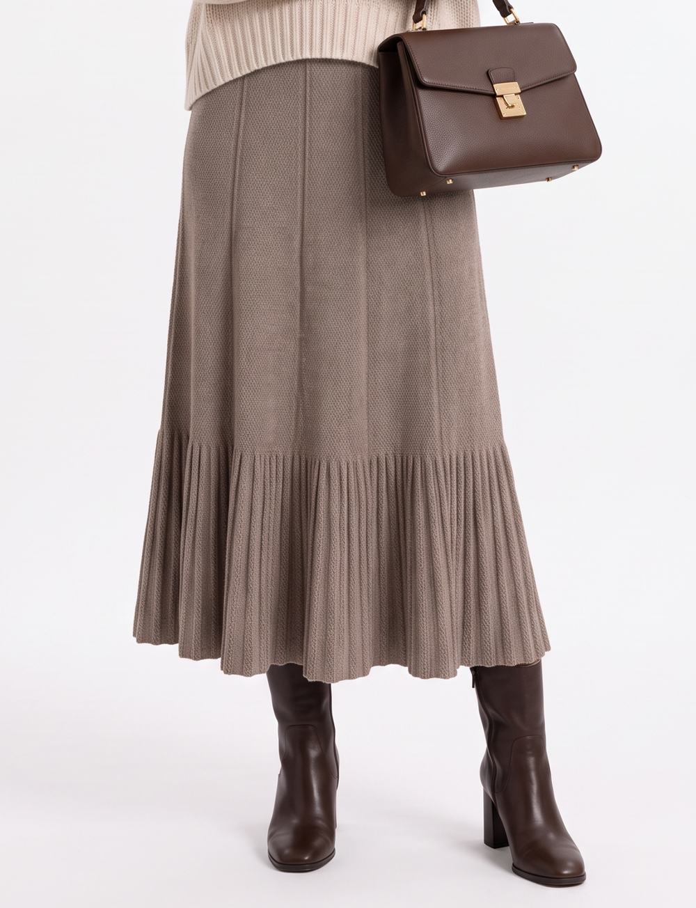 Jupe longue tricot fantaisie – Désert – William de Faye