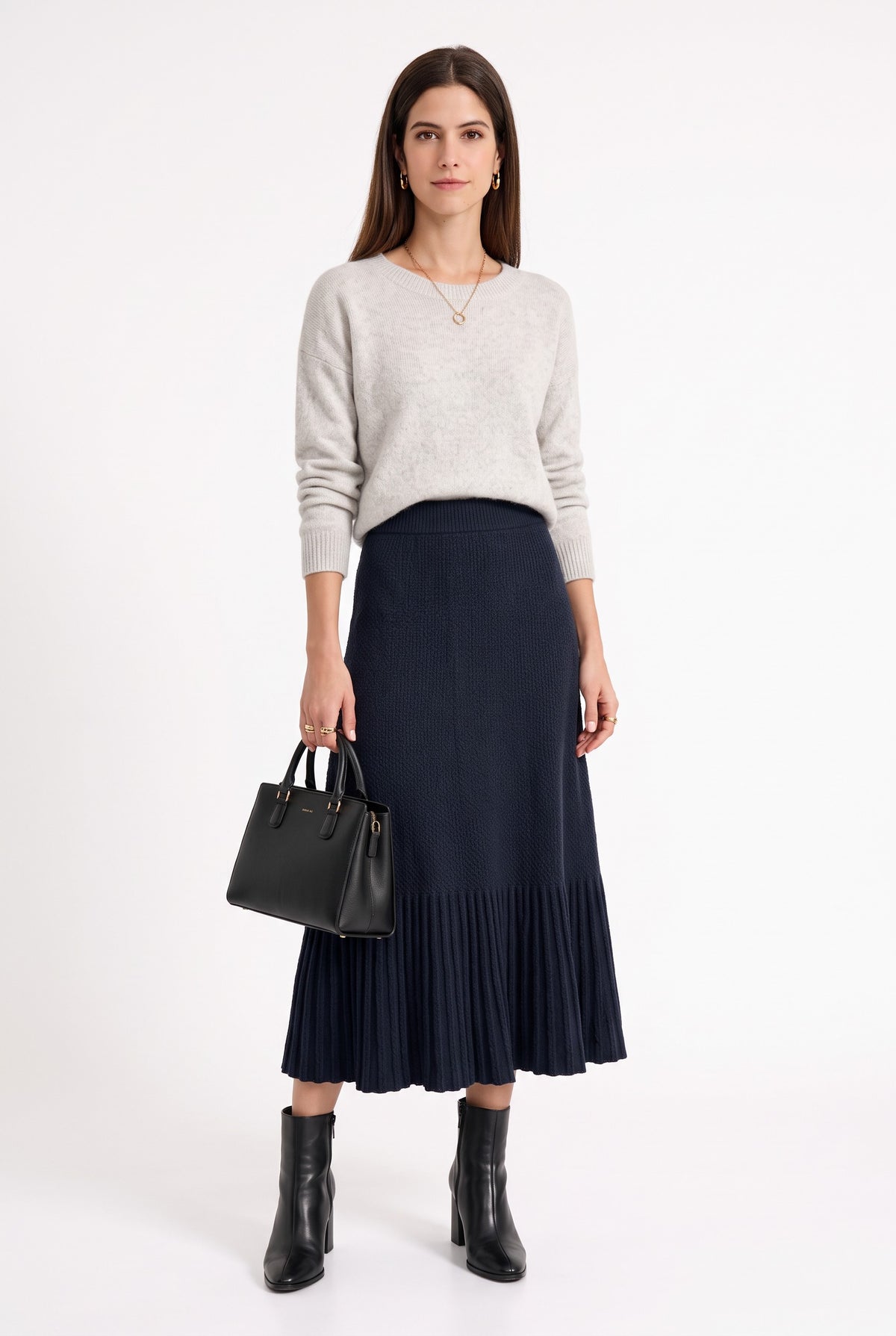 Jupe longue tricot fantaisie – Noir – William de Faye