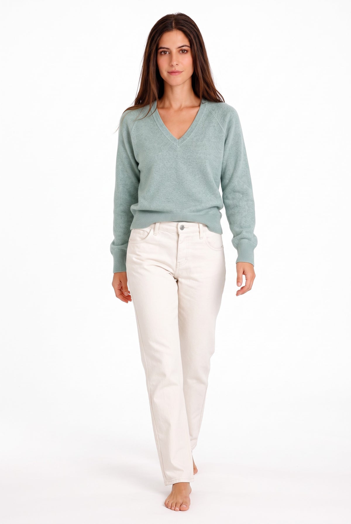 Pull col V coupe ballon – Vert jade – William de Faye