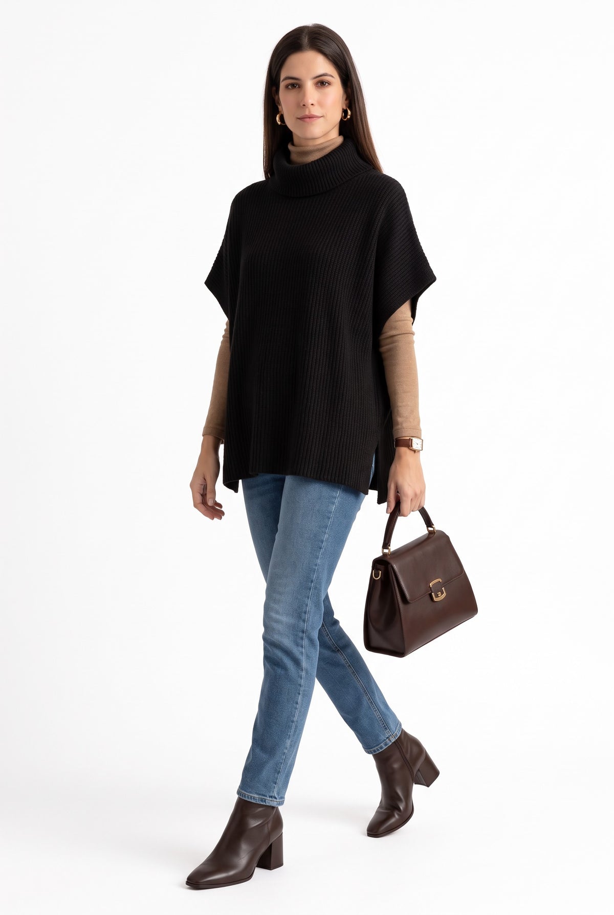 Pull col rond manches chauve-souris – Noir – William de Faye