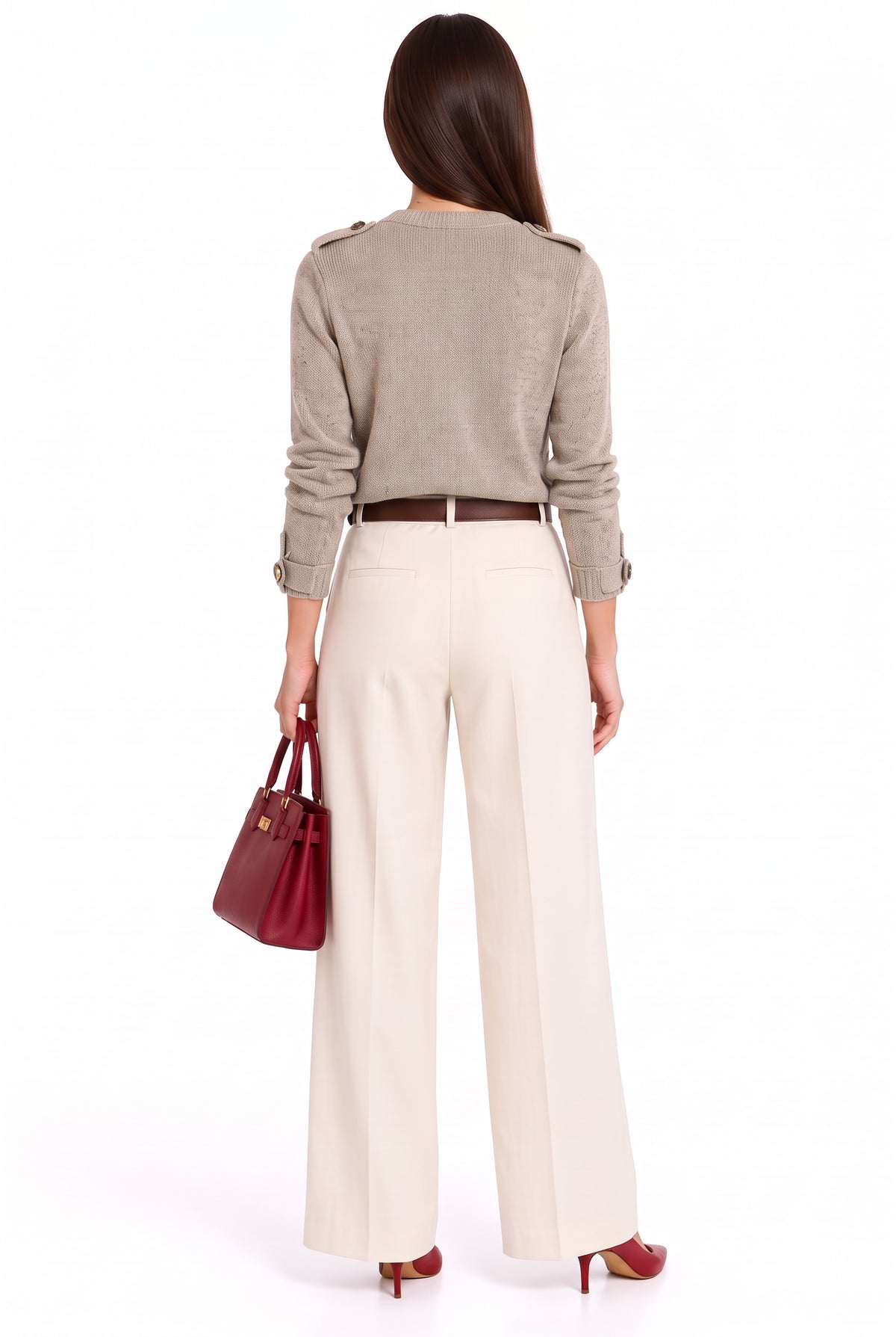 Pull col rond côtelé boutons épaule – Désert – William de Faye
