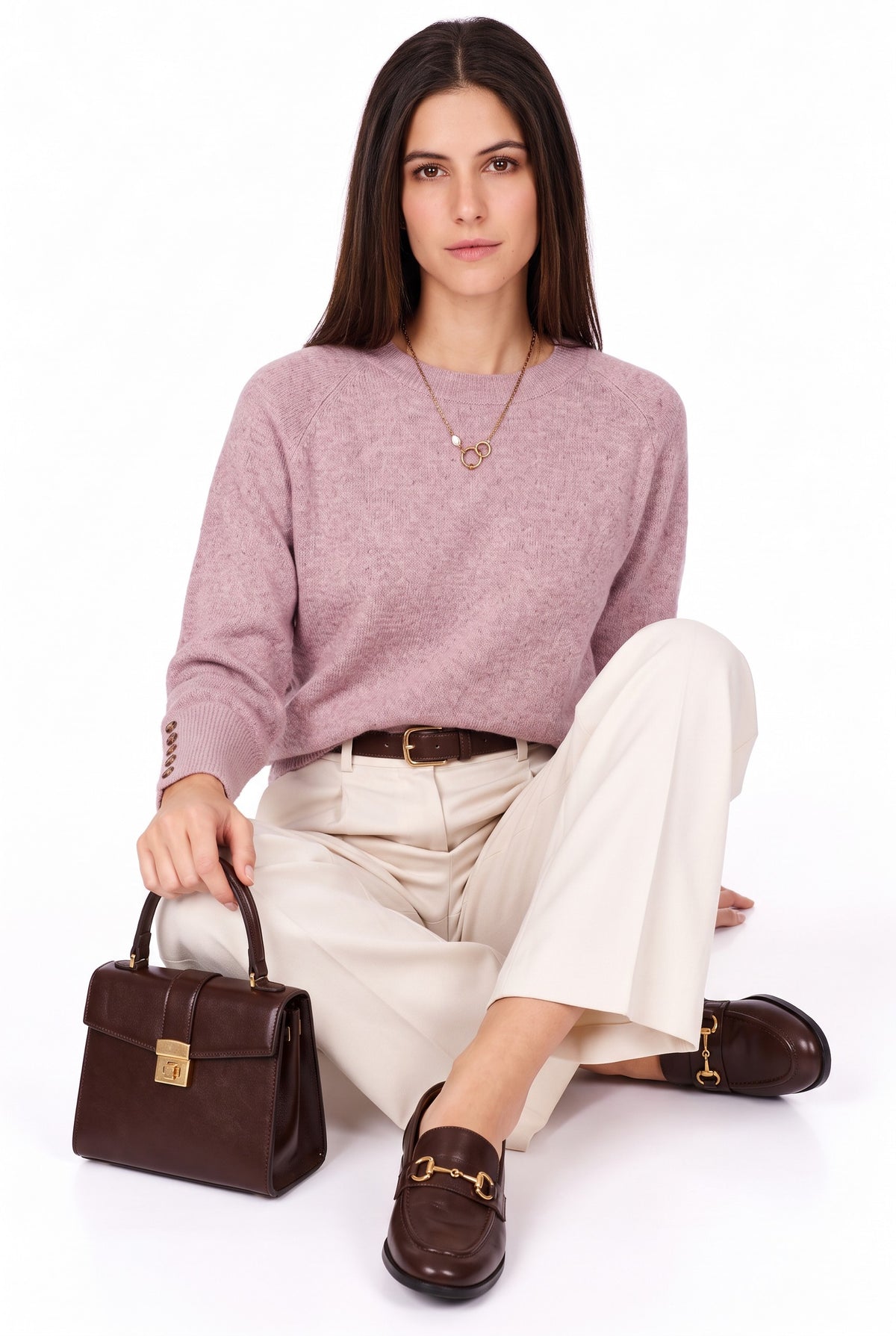 Pull oversize manches ballon – Vieux rose – William de Faye