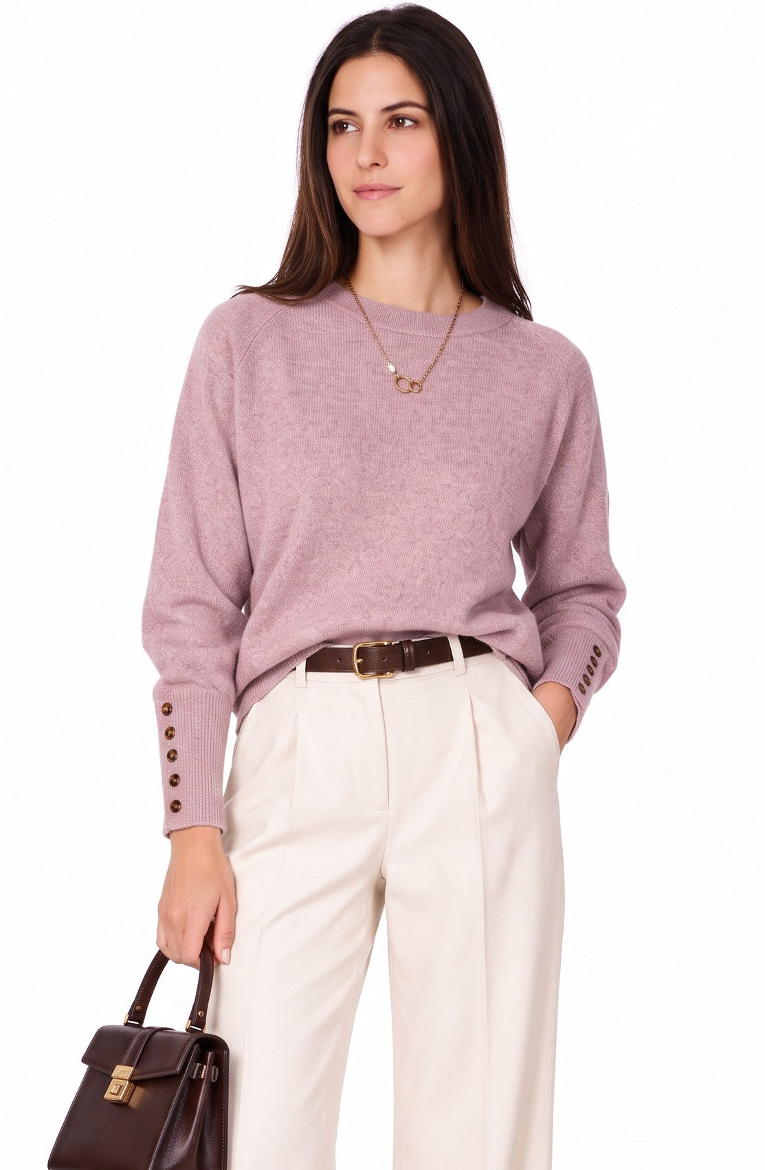 Pull oversize manches ballon – Vieux rose – William de Faye