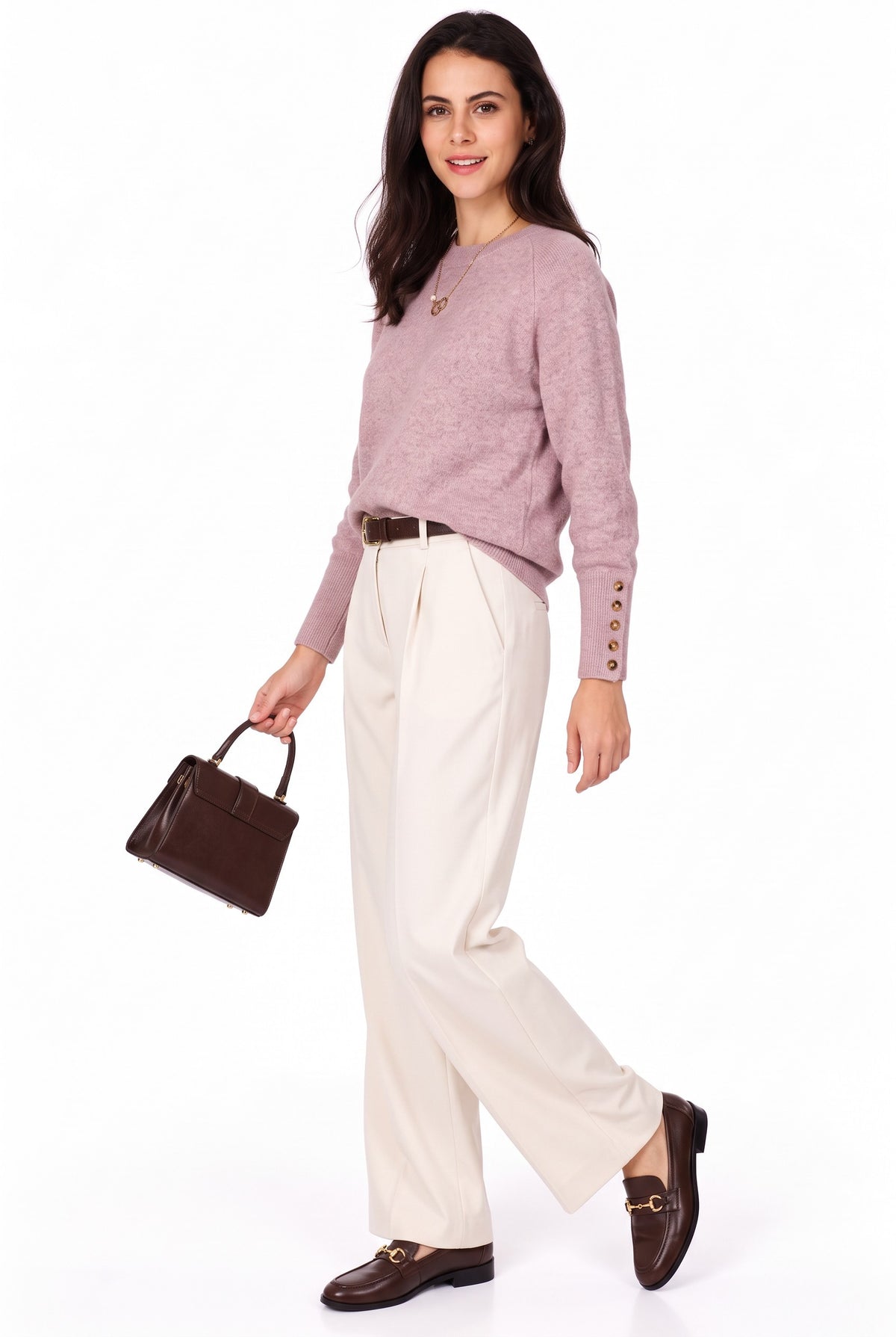 Pull oversize manches ballon – Vieux rose – William de Faye