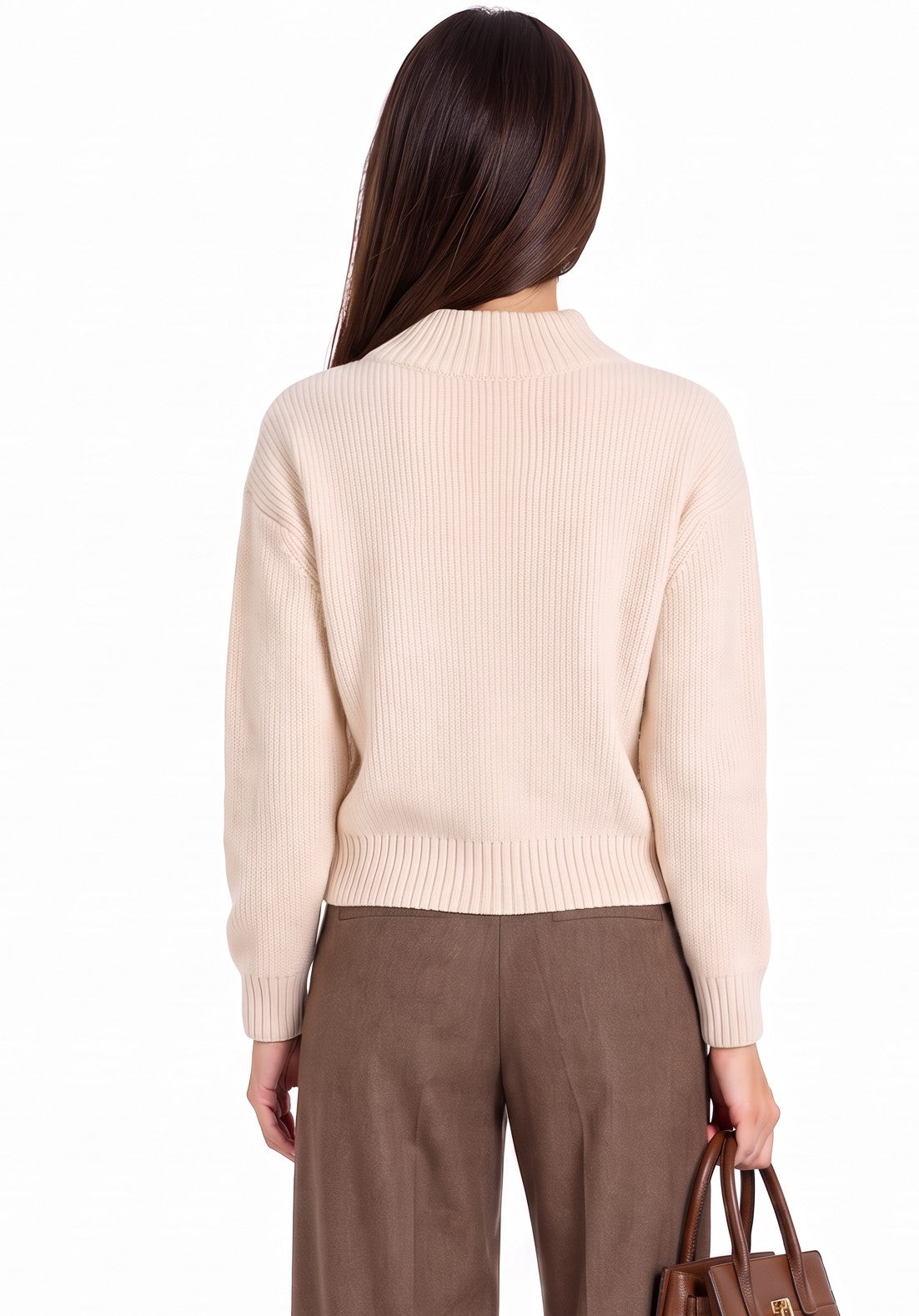 Gilet col montant boutonné oversize – Crème – William de Faye