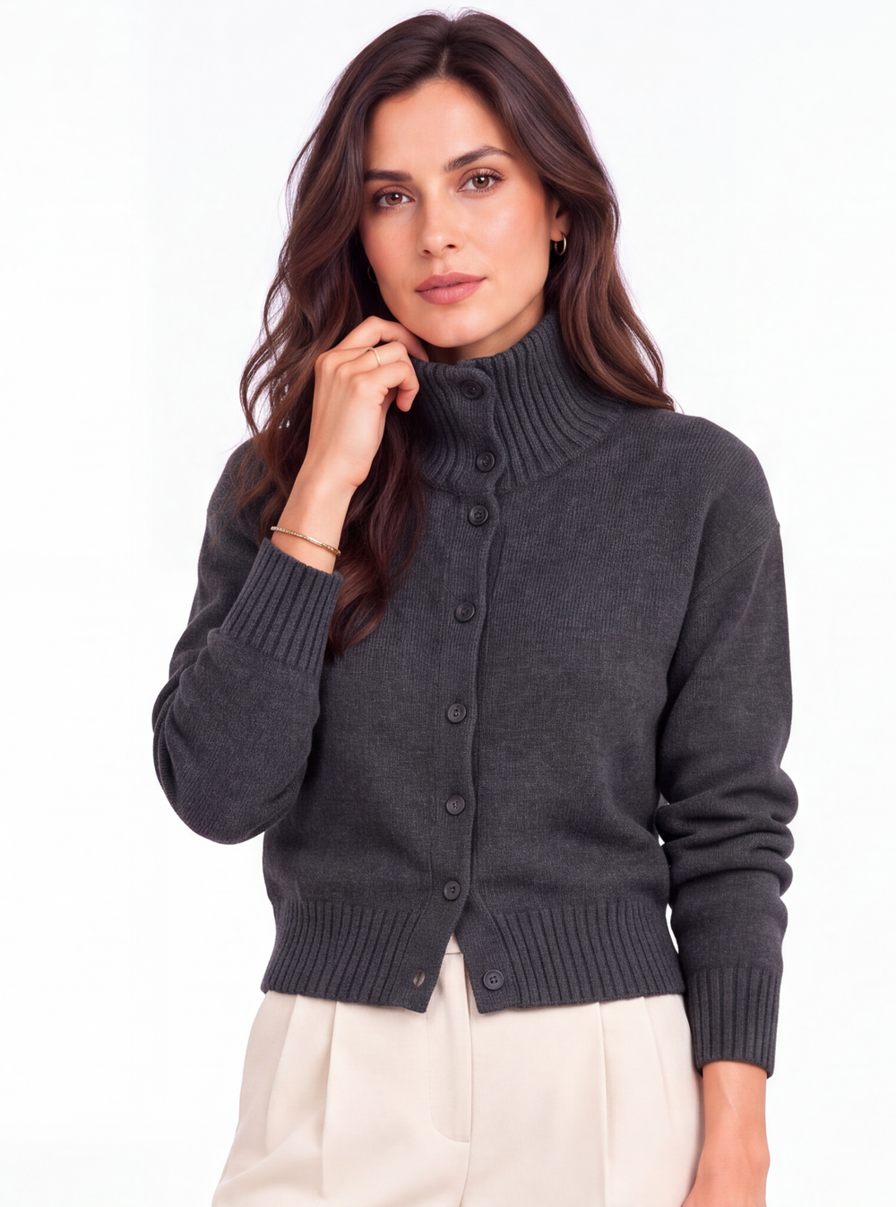 Gilet col montant boutonné oversize