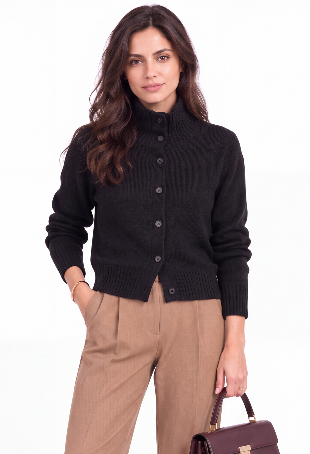 Gilet col montant boutonné oversize