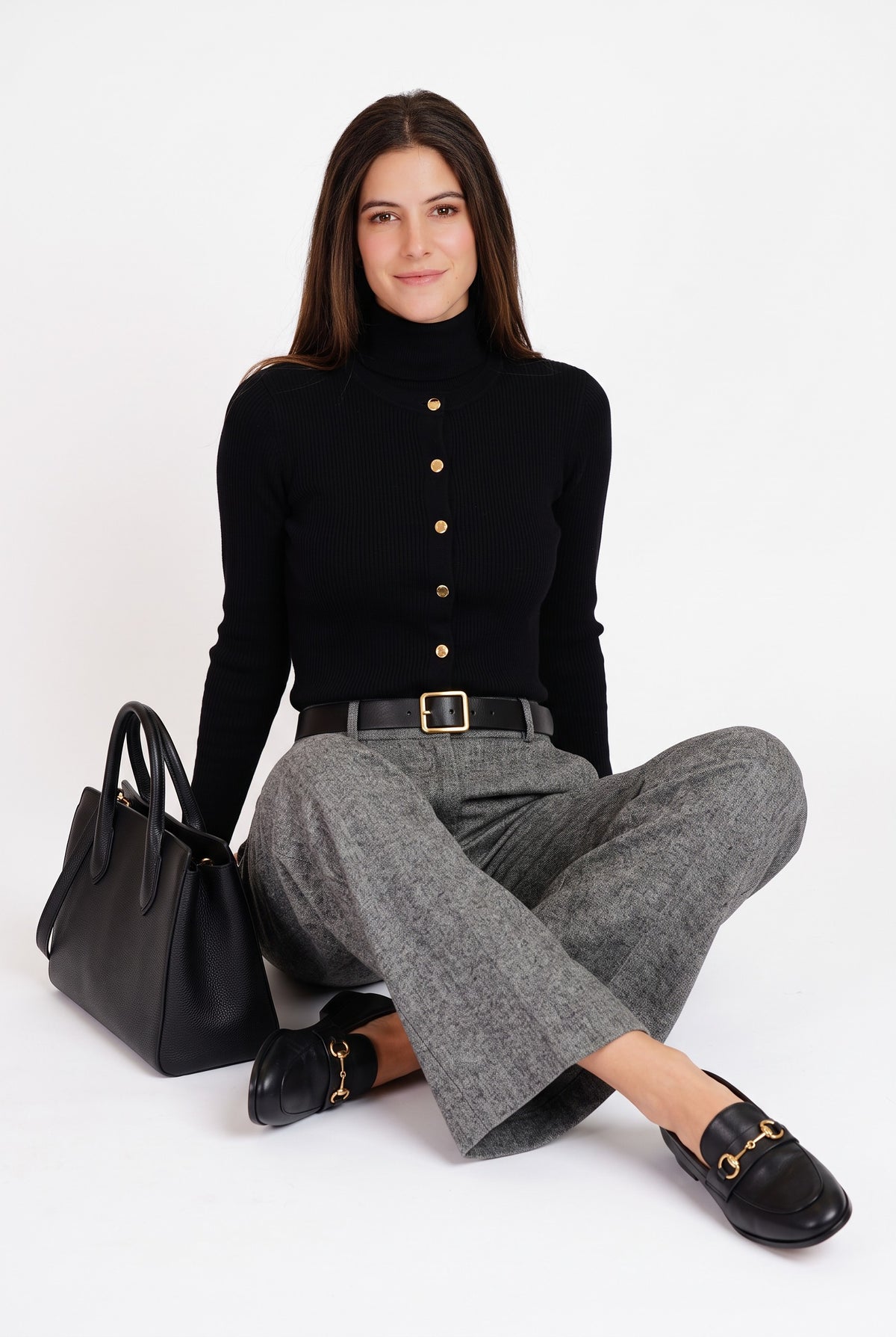 Gilet col montant boutonné oversize – Noir – William de Faye