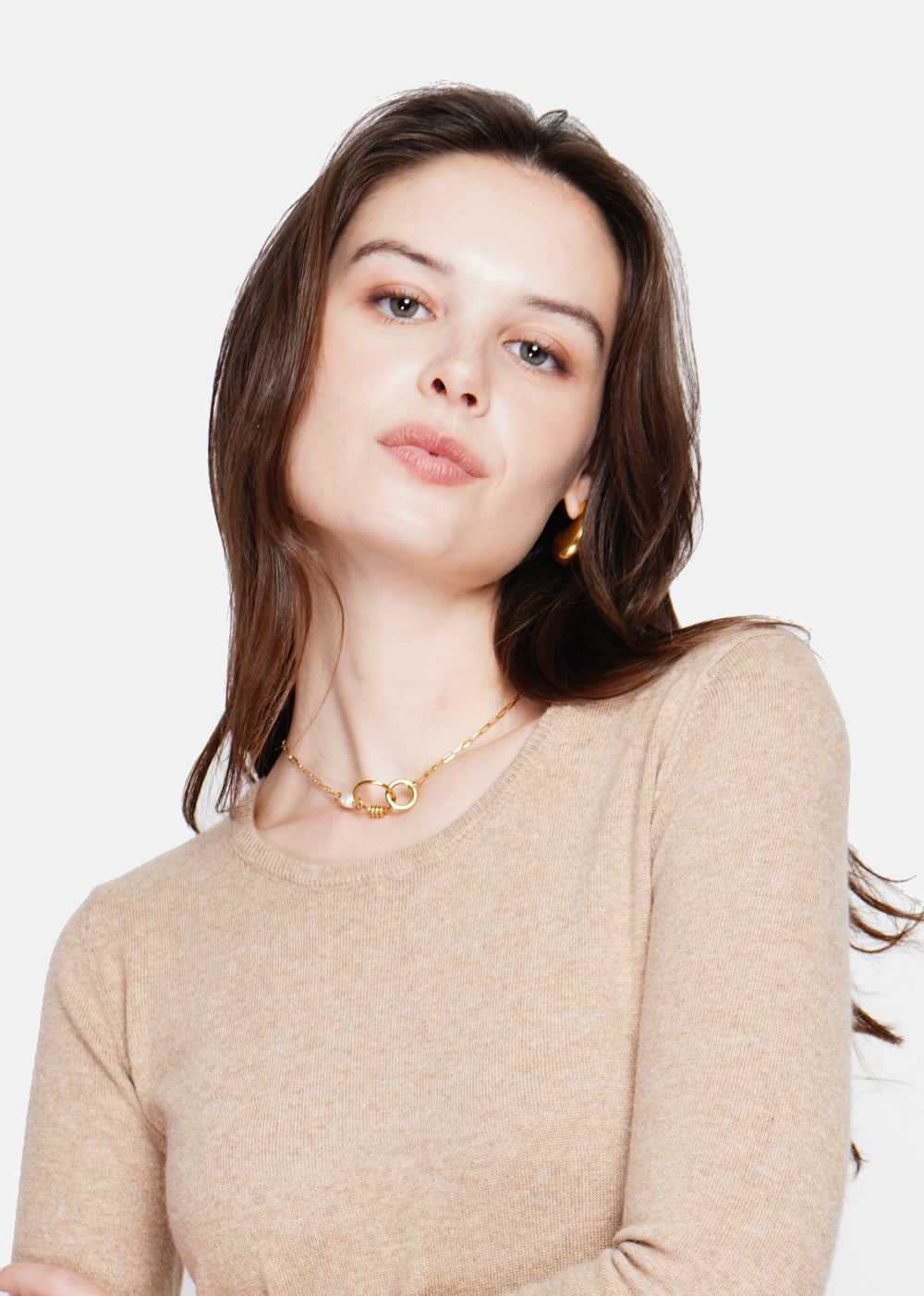 Pull col rond classique 2 fils – Camel – William de Faye