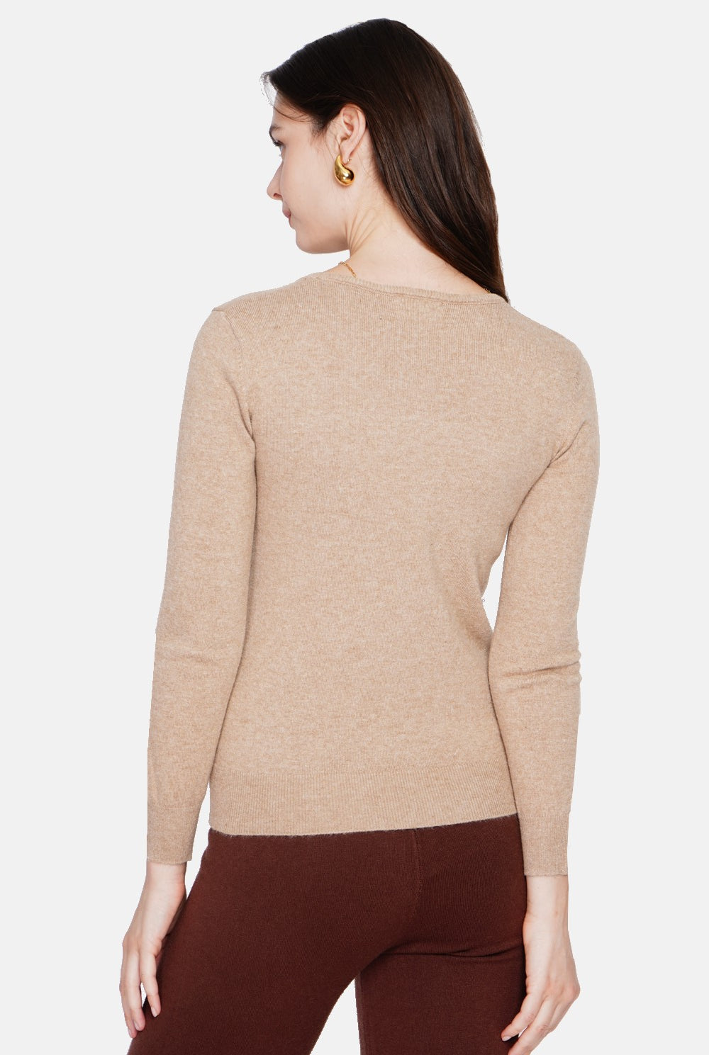 Pull col rond classique 2 fils – Camel – William de Faye