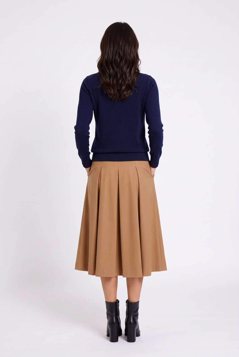 Classic long-sleeved high-neck sweater in 2-ply knit – Night blue – William de Faye