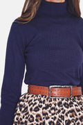 Classic long-sleeved turtleneck sweater in 2-ply knit – Night blue – William de Faye