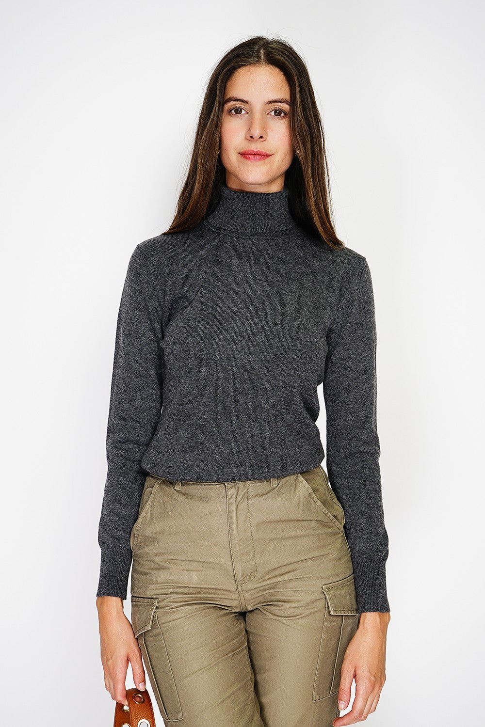Pull col roulé classique 2 fils – Gris foncé – William de Faye
