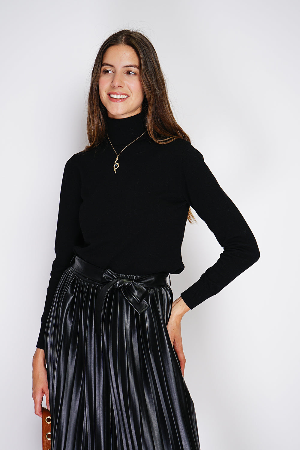 Pull col roulé classique 2 fils – Noir – William de Faye